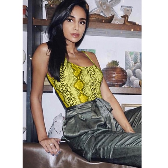 Neon Lime Snake Print Bodysuit - Picture 6 of 8